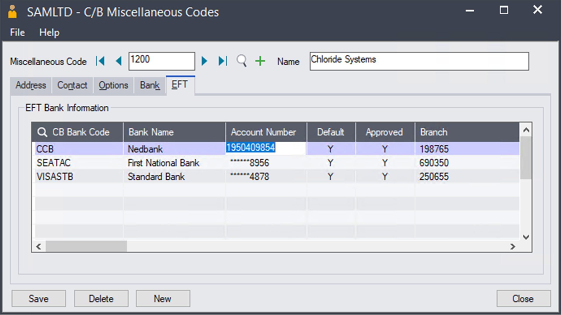 Setup Miscellaneous Codes for EFTXpress